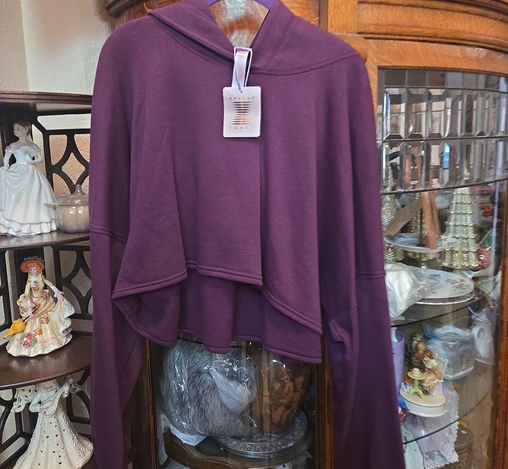 Savage X Fenty Deep Plum Layered Hoodie Sweater
